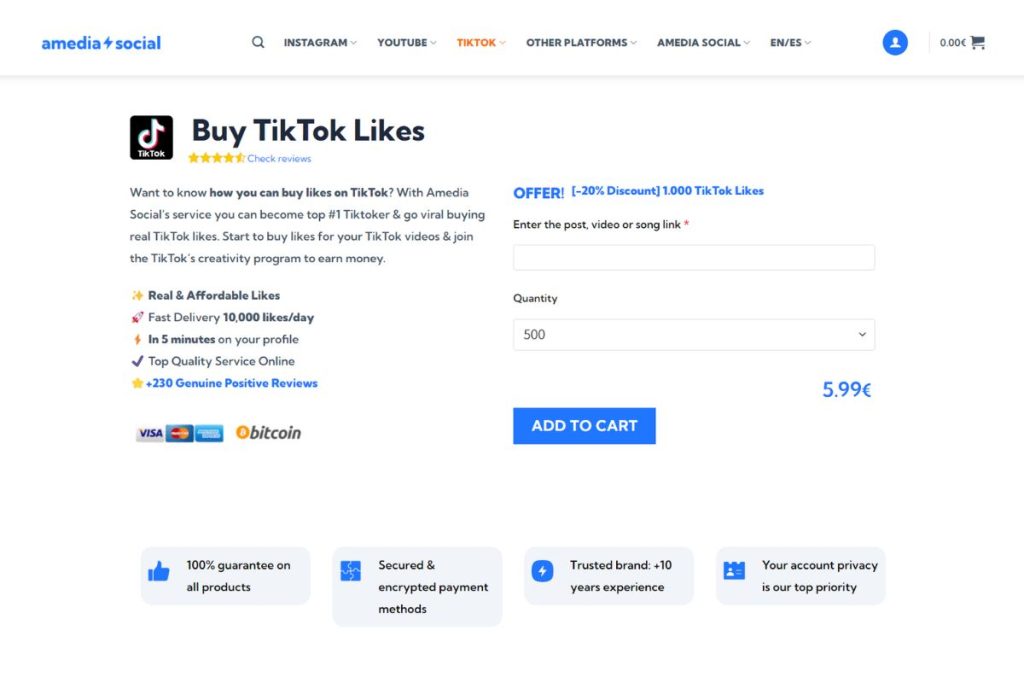 Buy TikTok Likes AmediaSocial